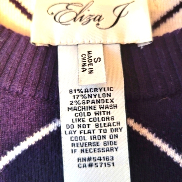 ELIZA J SZS NAVY BLUE AND WHITE SWEATER DRESS - Picture 9 of 9